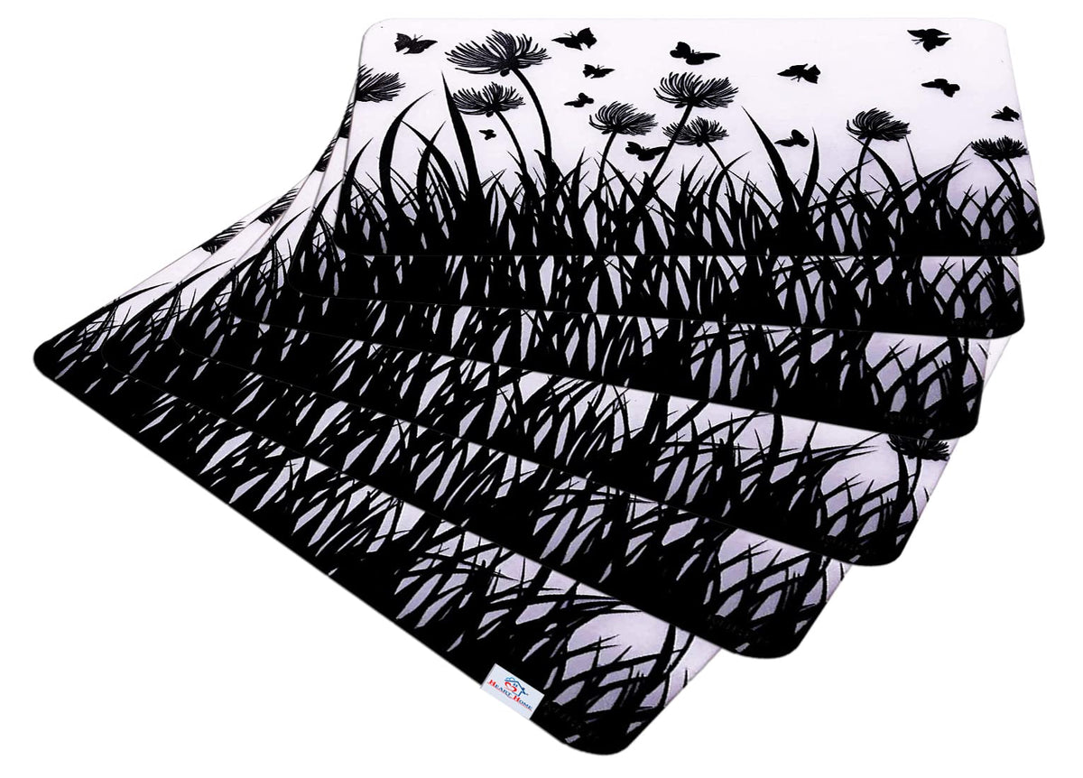 Heart Home Butterfly Print Waterproof, Stain Resistant, Washable Refrigerator/Fridge Drawer Mat, Set of 6 (White) 52HH3983