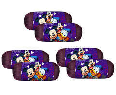 Heart Home Disney Team Mickey Bolster Cover|Polyester Bolster Cover Set|Diwan Round Bolster Pillow Covers|Luxurious Roll Masand Cover|Pack of 6 (Blue)