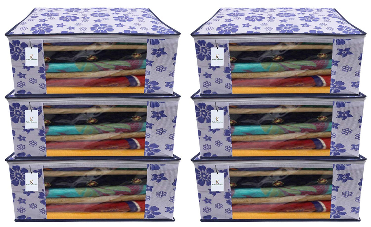 Kuber Industries 6 Piece Non Woven Saree Cover Set, Royal Blue,CTKNEW185