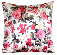 Heart Home Set of 2 Decorative Velvet Throw Pillows Covers for Couch Bed Sofa, Soft Cushion Case with Flower Design, 24x24 Inches (Cream), Full (HS_36_HEARTH018352)