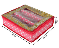 Heart Home Dot Printed Laminated 3 Rod Bangle, Chudi, Watches & Bracelet Box/Organizer With Transparent Top (Pink)-HS43HEARTH25537