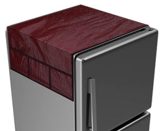 Kuber Industries Check Print PVC Fridge Top Cover with 6 Utility Side Pockets (Red)