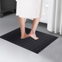 Kuber Industries Hard Plastic Anti Skid Bath Mat 18x23.5“ (Black) -CTKTC8550