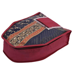 Kuber Industries 12 Piece Non Woven Blouse Cover with Front Transparent Window with Attached Pocket Set (Maroon & Pink)