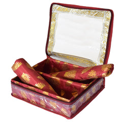 Heart Home Multipurpose Feather Design Laminated 2 Rod Bangle Box/Organizer/Case With Tranasparent Top - Pack of 2 (Maroon)-47HH0199