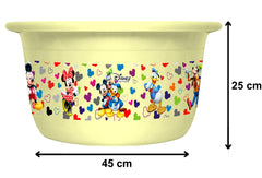 Heart Home Disney Team Mickey Print Unbreakable Plastic Multipurpose Bath Tub/Washing Tub 25 Ltr (Cream) -HS_35_HEARTH17446