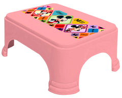 Kuber Industries Disney Mickey Minnie Print Square Plastic Bathroom Stool, Adults Simple Style Stool Anti-Slip with Strong Bearing Stool for Home, Office, Kindergarten (Pink) -HS_35_KUBMARTS17694