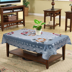 Kuber Industries Flower Printed Home Decorative Luxurious 4 Seater Cotton Center Table Cover/Table Cloth, 40"x60" (Ice Blue)-44KM088