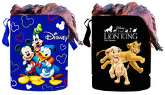 Kuber Industries Disney Print Round Non Woven Fabric Foldable Laundry Organiser with Handles,45 LTR (Set of 2, Blue & Black)-KUBMART11678, Standard