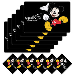 Heart Home Multiuses Mickey Mouse Print PVC Table Placemat with 6 Coasters for Kitchen, Dining Table Set of 6 (Black) 52HH4054