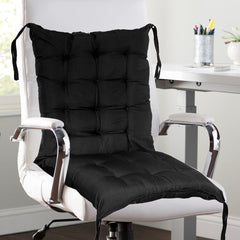 Kuber Industries 18 * 48 Inch Microfiber Non Slip Rocking Chair Back and Seat Cushion with Ties (Black), Standard (HS_37_KUBMART020785)
