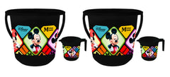 Kuber Industries Disney Mickey Minnie Print 4 Pieces Unbreakable Virgin Plastic Bathroom Bucket With Mug Set- Black, (2 Pc 16 LTR Bucket & 2 Pc 500 ML Mug) -HS_35_KUBMARTS17935