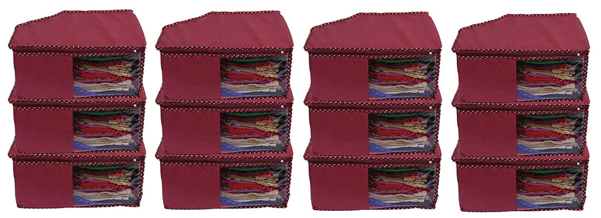 Kuber Industries 12 Pieces Non Woven Blouse Cover Set, Maroon