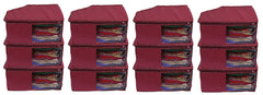 Kuber Industries 12 Pieces Non Woven Blouse Cover Set, Maroon