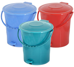 Heart Home 3 Pieces Plastic Dustbin Garbage Bin with Handle, 10 Liters (Blue, Red & Green) - (CTHH016402)