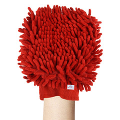 Heart Home Chenille Mitts|Microfiber Cleaning Gloves|Inside Waterproof Cloth Gloves|100 Gram Weighted Hand Duster|Hand Chenille Gloves for Car|Glass (Red)