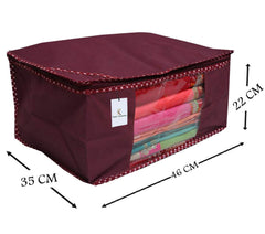 Kuber Industries 9 Piece Non Woven Fabric Saree Cover Set with Transparent Window, Extra Large, Maroon-CTKTC31866