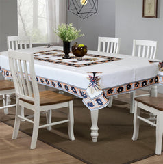 Kuber Industries Floral Print Polyester Dining Table Cover/Table Cloth for Home Decorative Luxurious 6 Seater, 60"x90" (Light Orange) 54KM4274