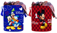 Kuber Industries Disney Print Round Non Woven Fabric Foldable Laundry Basket, Toy Storage Basket, Cloth Storage Basket with Handles,45 LTR (Set of 2, Blue & Maroon)-KUBMART11673, standard