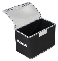 Heart Home Dot Printed Multiuses Small Non-Woven Storage Box/Organizer With Tranasparent Lid- Pack of 3 (Black) -44HH0413