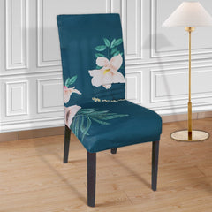 Heart Home Floral Print Elastic Stretchable Polyester Chair Cover for Home, Office, Hotels, Wedding Banquet- Pack of 4 (Green) 54HH4329.