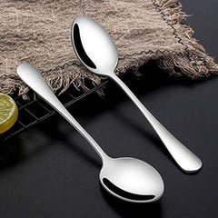 Heart Home 6 Piece Stainless Steel Mercury Tea Spoon Table Spoon Set (Silver)-KUBMART15674, Pack of 6