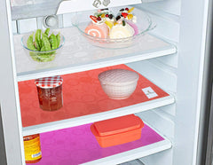 Kuber Industries Circle Design 3 Pieces PVC Refrigerator/Fridge Multipurpose Drawer Mat Set(Pink, Red and White)-CTKTC32337