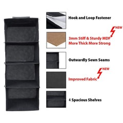Kuber Industries 4 Shelf Closet Hanging Organizer, 4 Tier Closet Wardrobe Organizer Clothes Storage Hanger for Family Closet Bedroom, Foldable and Universal Fit (Black)-Pack of 2-KUBMART15329