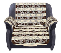 Kuber Industries Floral Design Cotton 5 Seater Sofa Cover With 6 Pieces Arms cover And 1 Center Table Cover Use Both Side, Living Room, Drawing Room, Bedroom, Guest Room (Set Of17, Brown)-KUBMART12047