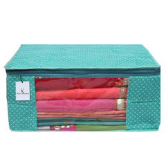 Kuber Industries 3 Layered Quilted Cotton Saree Covers With Zip|Saree Covers For Storage|Saree Packing Covers For Wedding|Pack of 3 (Green)