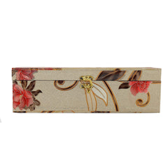 Kuber Industries Exclusive Floral Design Wooden 2 Pieces One Rod Bangle Storage Box with Lock System (Gold) - (CTLTC038183)
