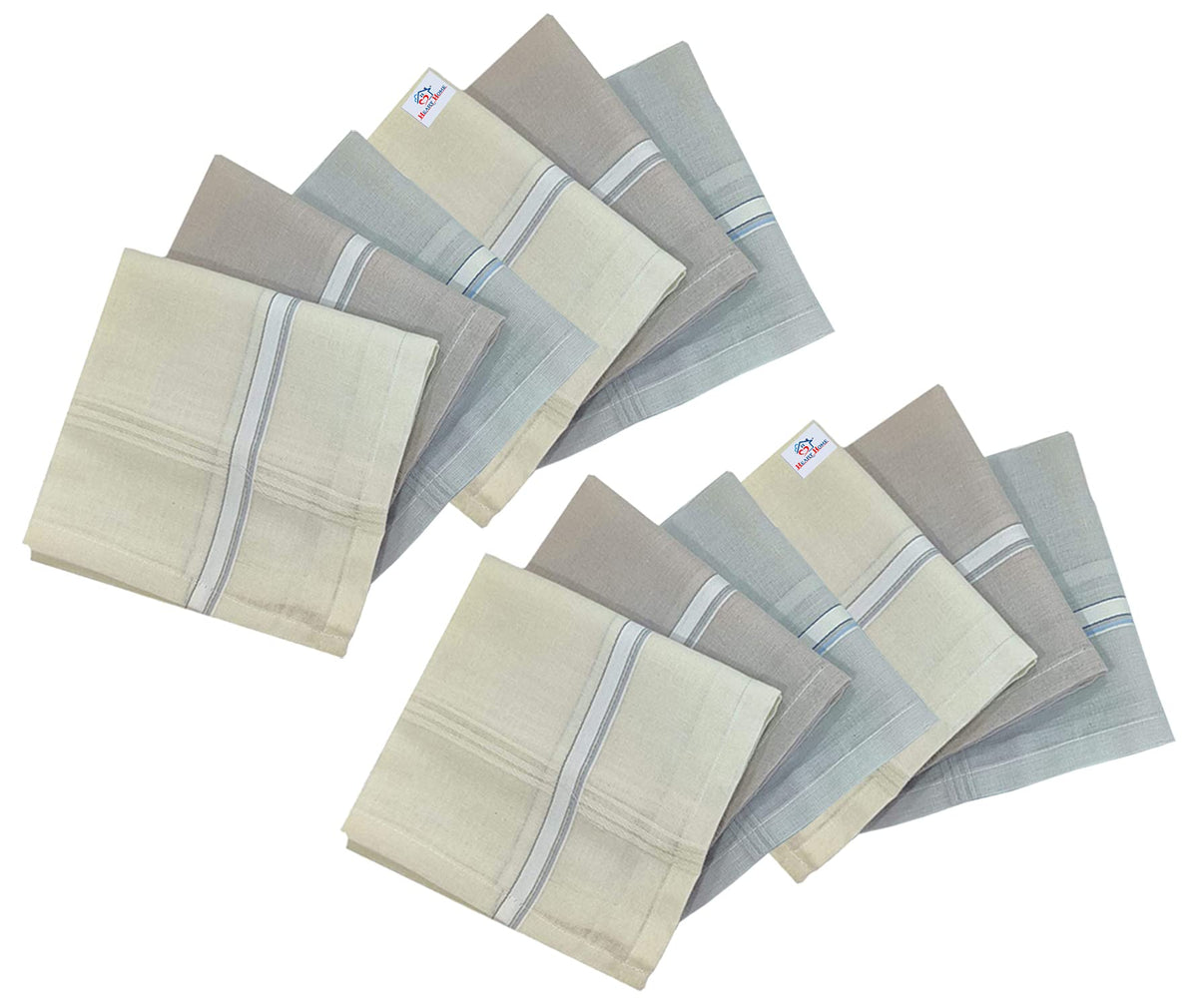 Heart Home Men's Handkerchiefs, 100% Pure Cotton, Pocket Square Hankies, Classic Plaid Pattern Perfect for Gift, Set of 12 (Lite Colour)
