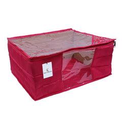 Kuber Industries 3 layered Quilted Silk 4 Pieces Saree Cover (Pink) -CTKTC24685