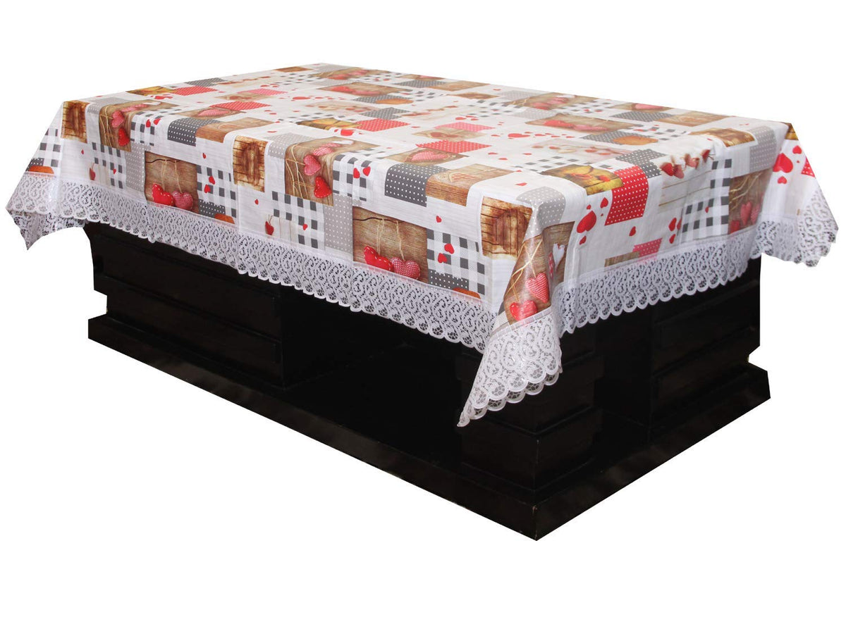 Kuber Industries Butterfly Design PVC 4 Seater Centre Table Cover - Cream