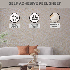 Kuber Industries Imitation Linen Wallpaper for Walls | Textured & Self Adhesive Peel Wall Stickers | Easy to Peel, Stick & Remove DIY Wallpaper | Suitable on All Walls | Pack of 2 Roll,50 cm X 280 cm