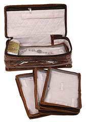 Heart Home Jewellery Box/Organizer with 6 Transparent Pouch & 1 Bangle/Watch Rod (Brown)