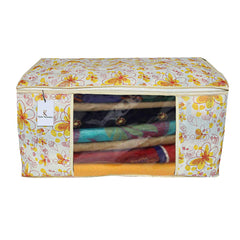 Kuber Industries Flower Design 6 Piece Non Woven Saree Cover Set, Ivory