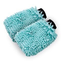 Kuber Industries Set of 2 Chenille Dry Mitt Gloves | Multi-Purpose Gloves for Kitchen, Home & Laptop Cleaning| Lint & Scratch Free | Super Absorbent | Light Green