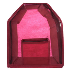 Kuber Industries Blouse Cover | Non Woven Foldable Wardrobe Organizer For Woman | Cloth Organizer Top Transparent & One Small Pocket | Pack of 6 | Maroon