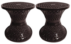 Kuber Industries Mesh Design Both Sided Plastic Sitting Stool, Planter Stand, Sidetable for Living Room, Bed Room, Garden in Damroo Style- Pack of 2 (Brown) (HS_38_KUBMART021793)