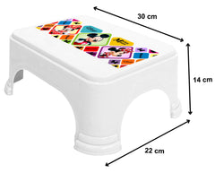 Heart Home Disney Mickey Minnie Print Square Plastic Bathroom Stool, Adults Simple Style Stool Anti-Slip with Strong Bearing Stool for Home, Office, Kindergarten (Whte) -HS_35_HEARTHS17718