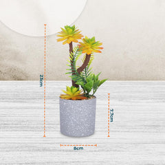 Kuber Industries Artificial Plants for Home D?cor|Natural Looking Indoor Fake Plants with Pot|Artificial Flowers for Decoration (Yellow)
