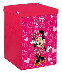 Heart Home Minnie Print Non-Woven Laundry Basket, Clothes Hamper For Laundry Closet, Bedroom, Bathroom With Lid & Handles (Pink) 54HH4089.