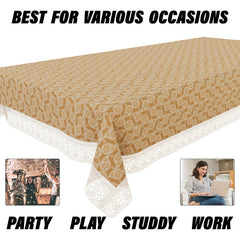 Heart Home Dining Table Cover | Kitchen Dining Tablecloth | 6 Seater Dining Table Cover | Dining Table Cover for Hall Décor | Carry Design Tablecloth | DTC | 60x90 | Golden