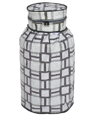 Heart Home PVC Square Print Waterproof and Dustproof Cylinder Cover for Home & Kitchen (Grey) 52HH3939