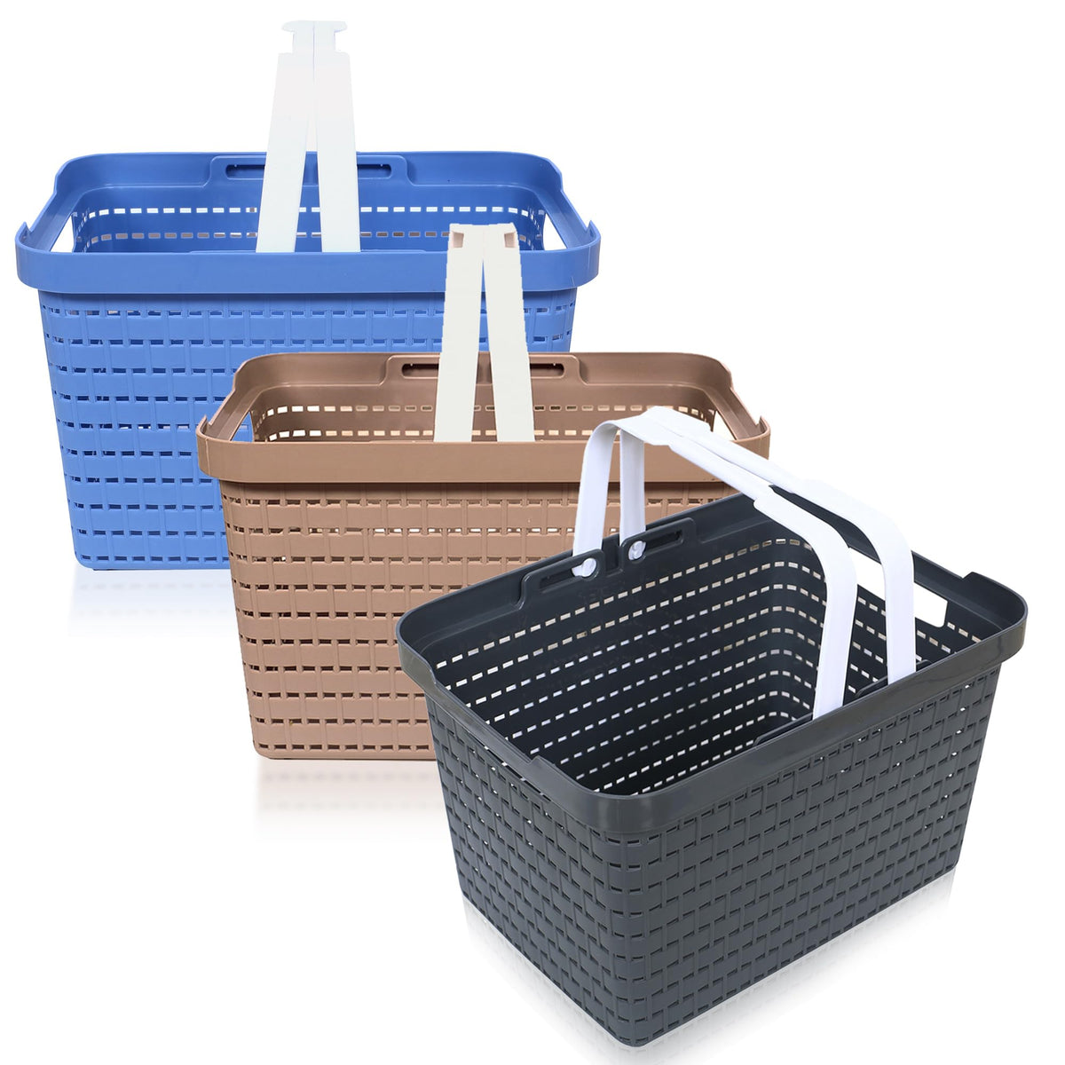 Kuber Industries Basket | Plastic Fruits Storage Basket | Picnic Storage Basket | Kitchen Storage Basket | Stationery Storage Basket | FLORA-333 | Pack of 3 | Multicolor