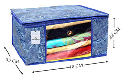 Heart Home Leheriya Design 3 Piece Non Woven Saree Cover, Large, Royal Blue - CTHH11953