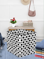 Kuber Industries Dot Printed Multipurposes Storage Box/Organizer With Handles- Pack of 2 (Black & White) -HS43KUBMART26223