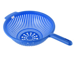Heart Home Plastic Strainer Colander with Long Handle Use for Pasta, Noodles, Spaghetti, Vegetables and More (Blue)-Pack of 2-HHEART15123
