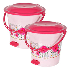 Kuber Industries Pedal Dustbin|Plastic Pedal Dustbin|Kitchen Paper Bin|Dustbin For Bedroom|Dustbin For office|5 Liter Dustbin|Pack of 2 (Pink)